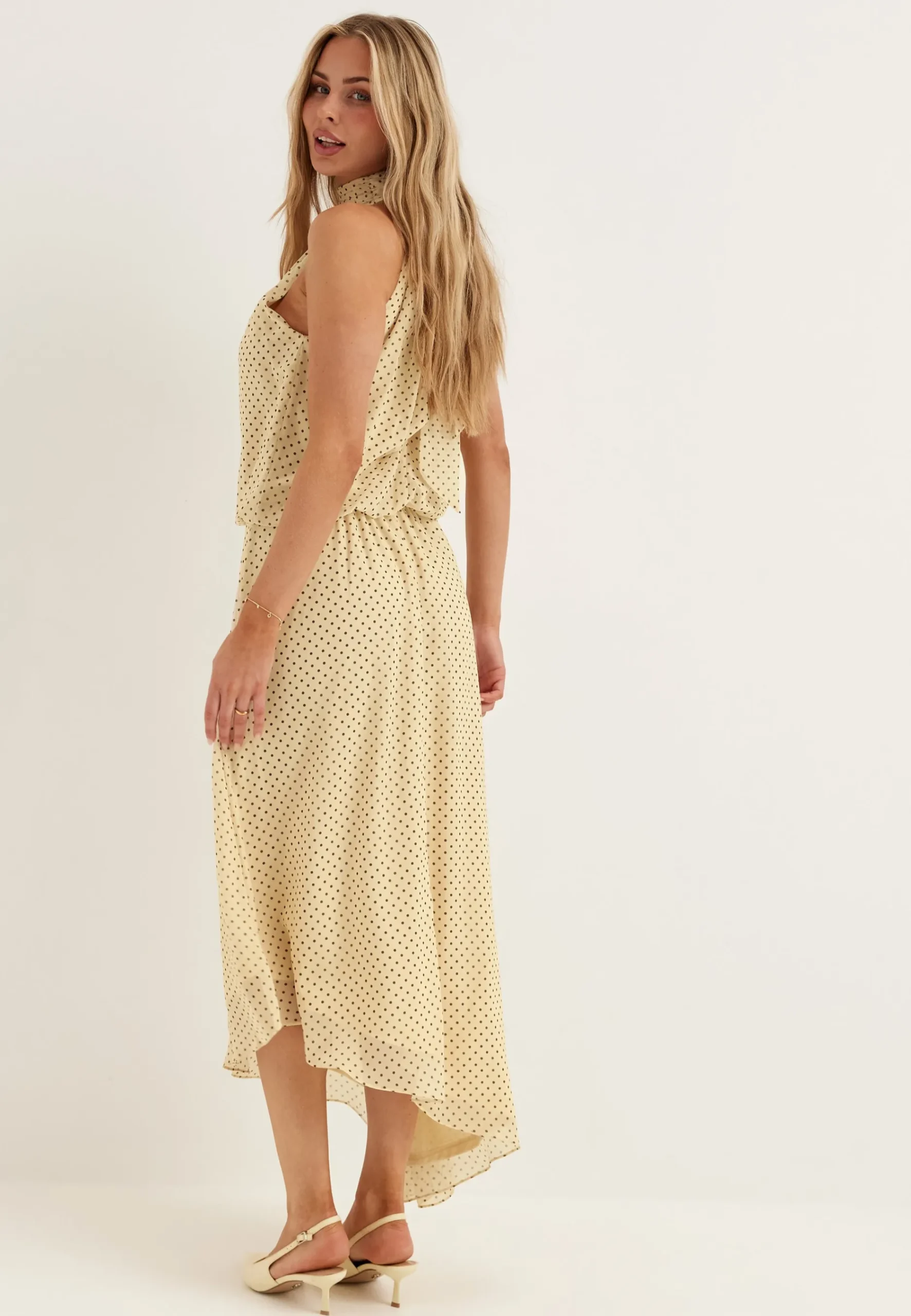 Asymmetric Chiffon Halterneck Dress