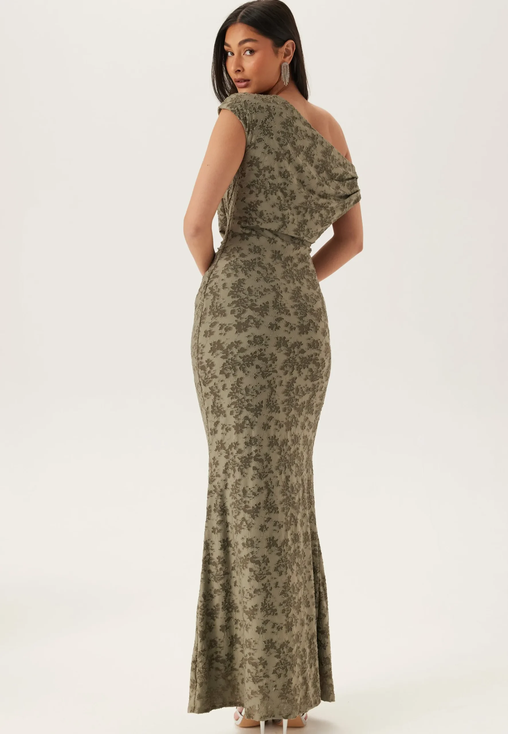 Asymmetric Draped Burnout Maxi Dress