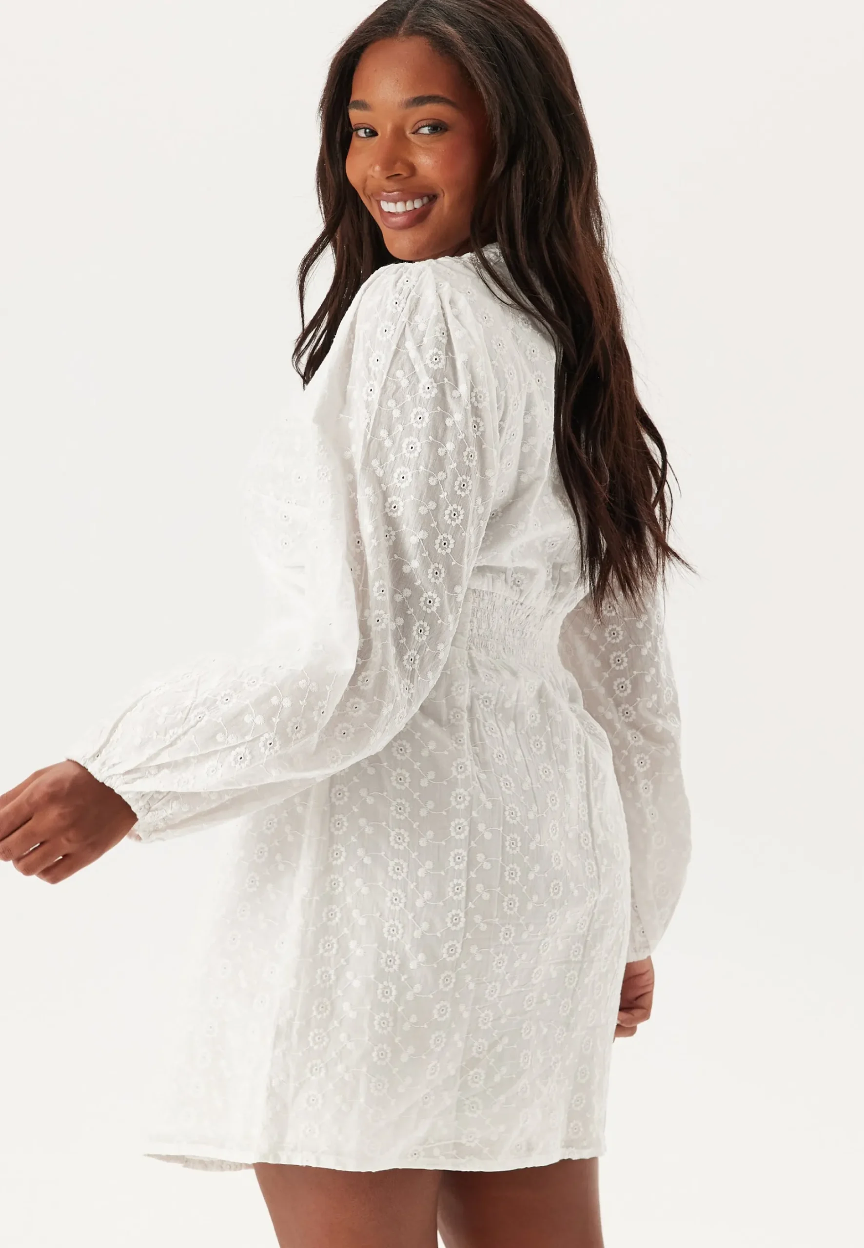 Broderie Anglaise Balloon Sleeve Dress