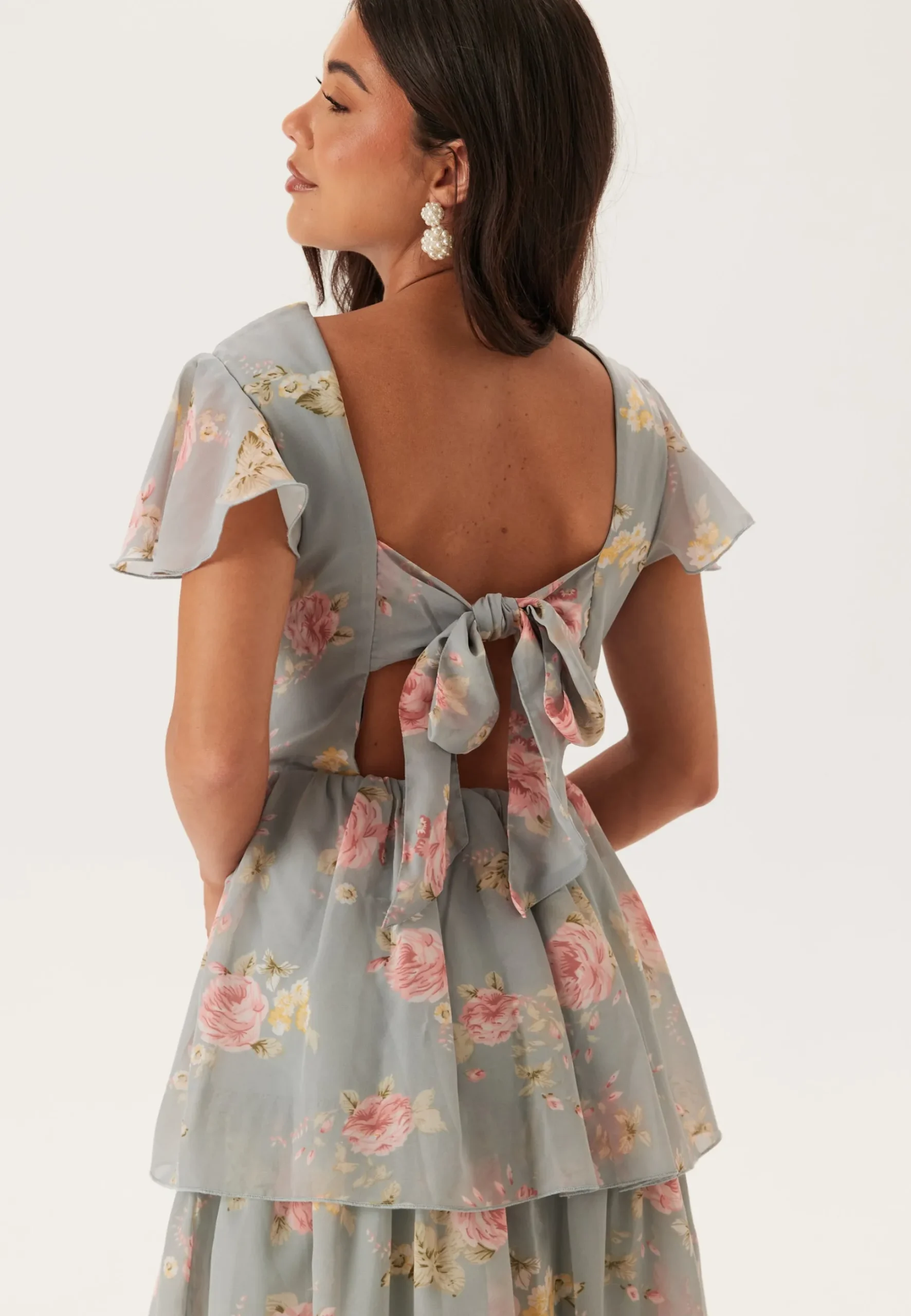 Butterfly Sleeve Flounce Dress