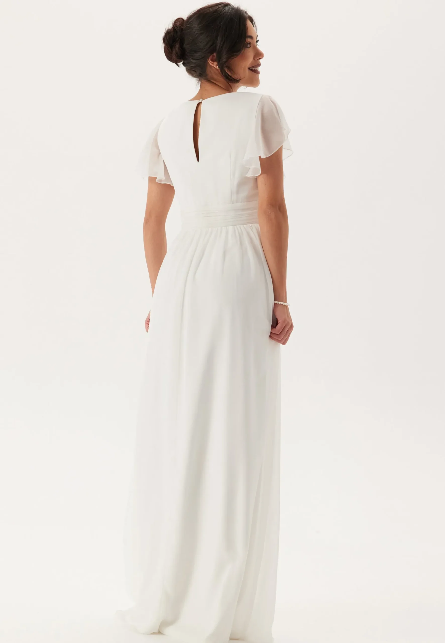 Butterfly Sleeve Pleated Wedding Gown