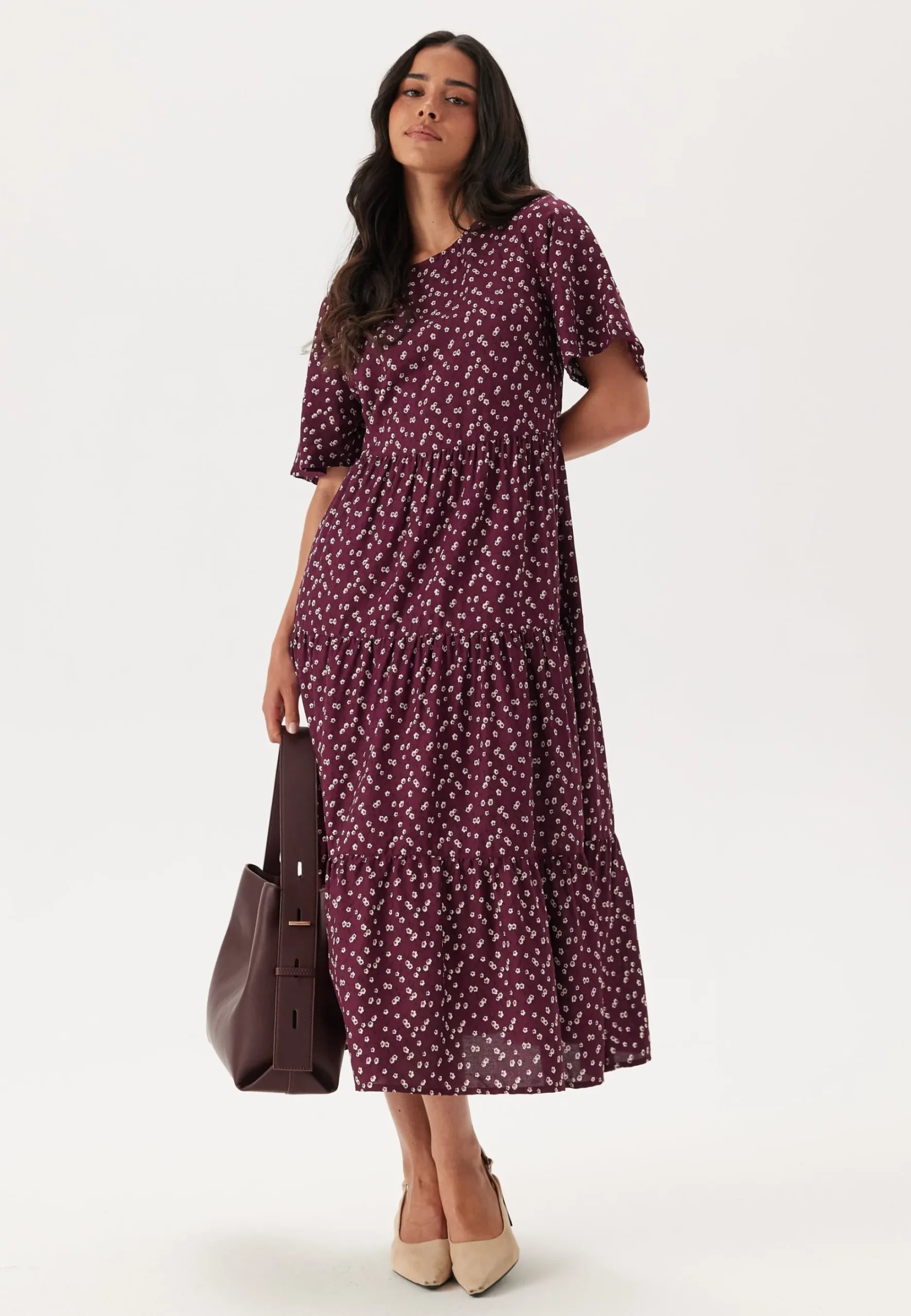 Butterfly Sleeve Viscose Midi Dress