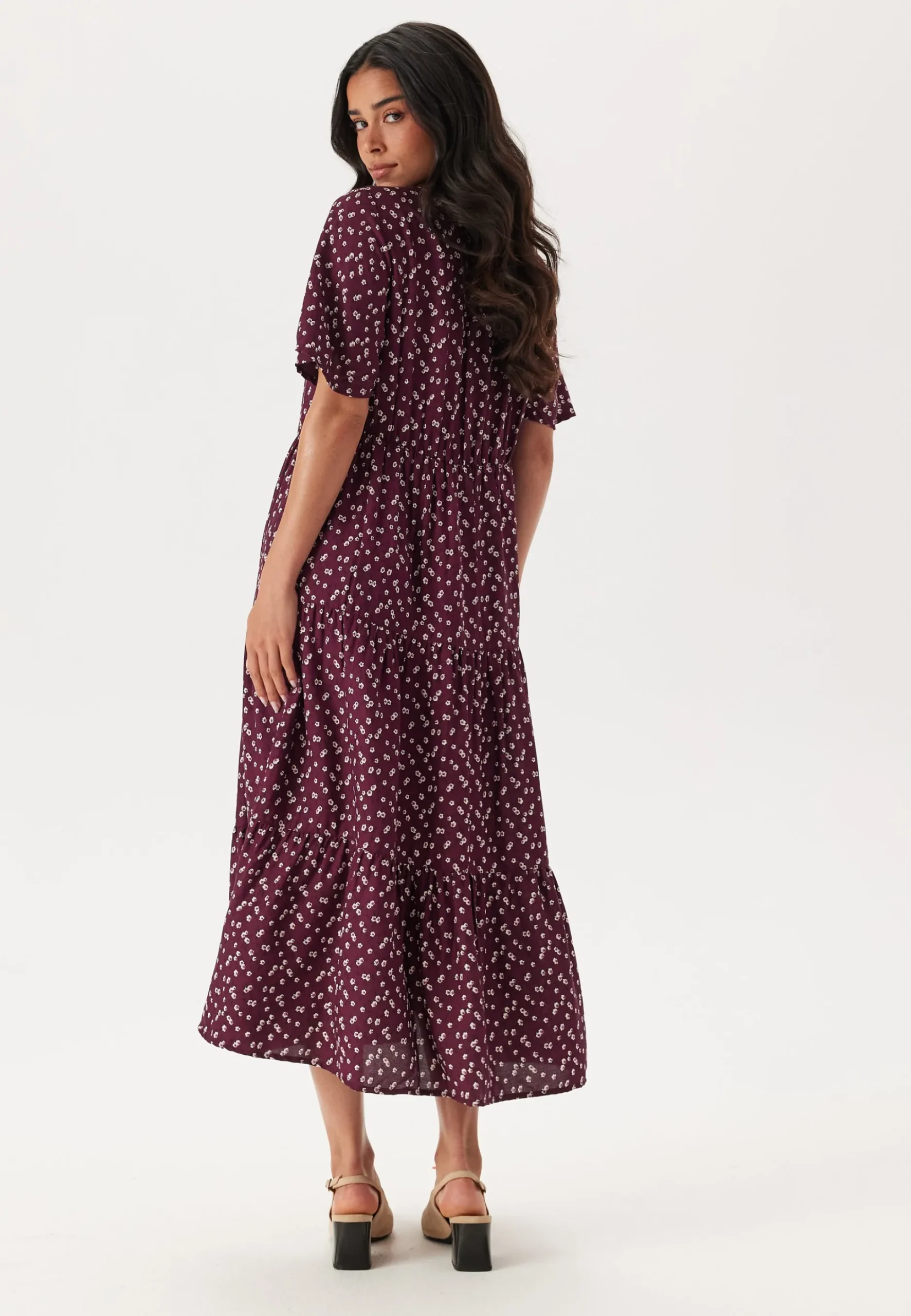 Butterfly Sleeve Viscose Midi Dress