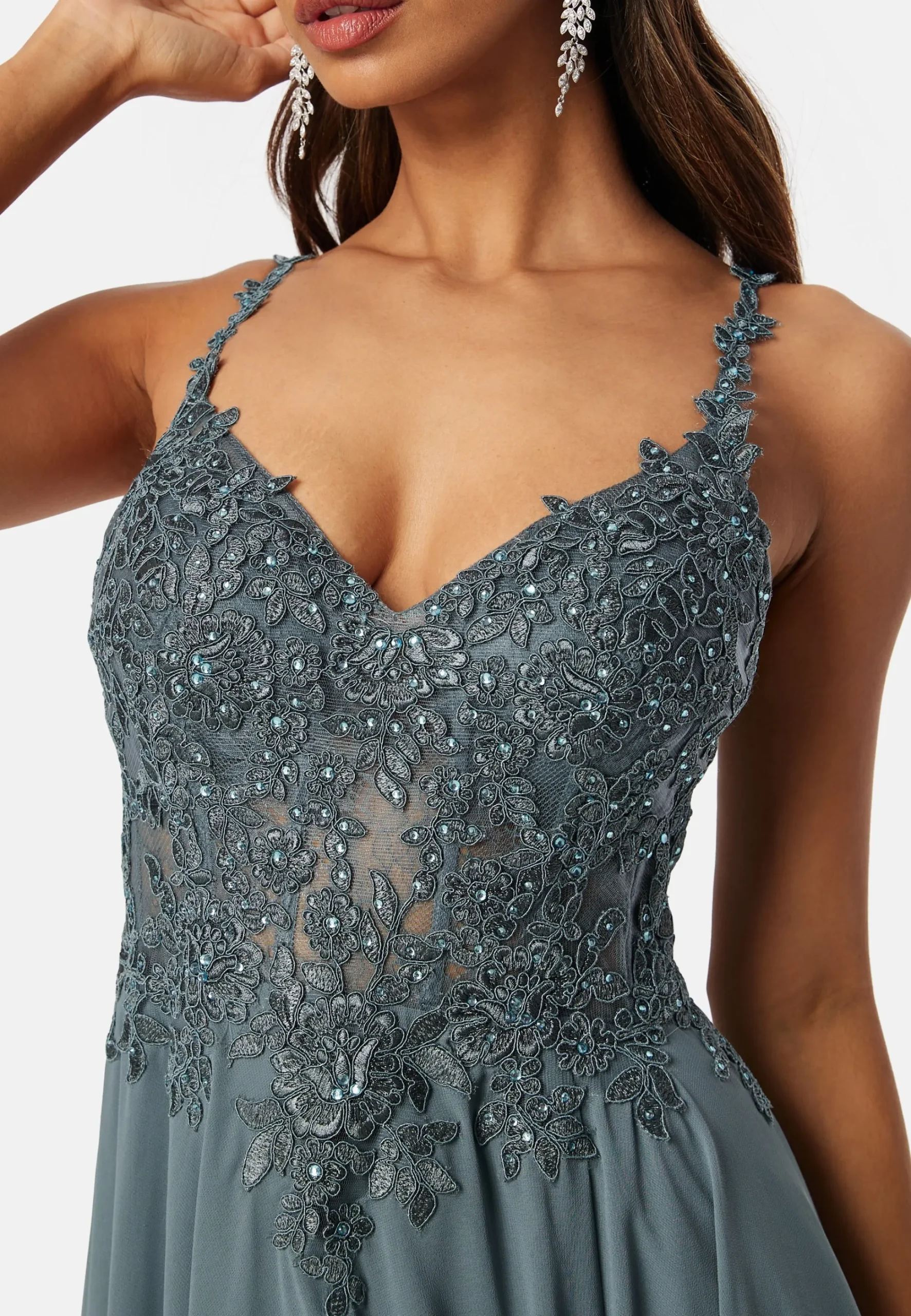 Chiffon Rhinestone Evening Dress