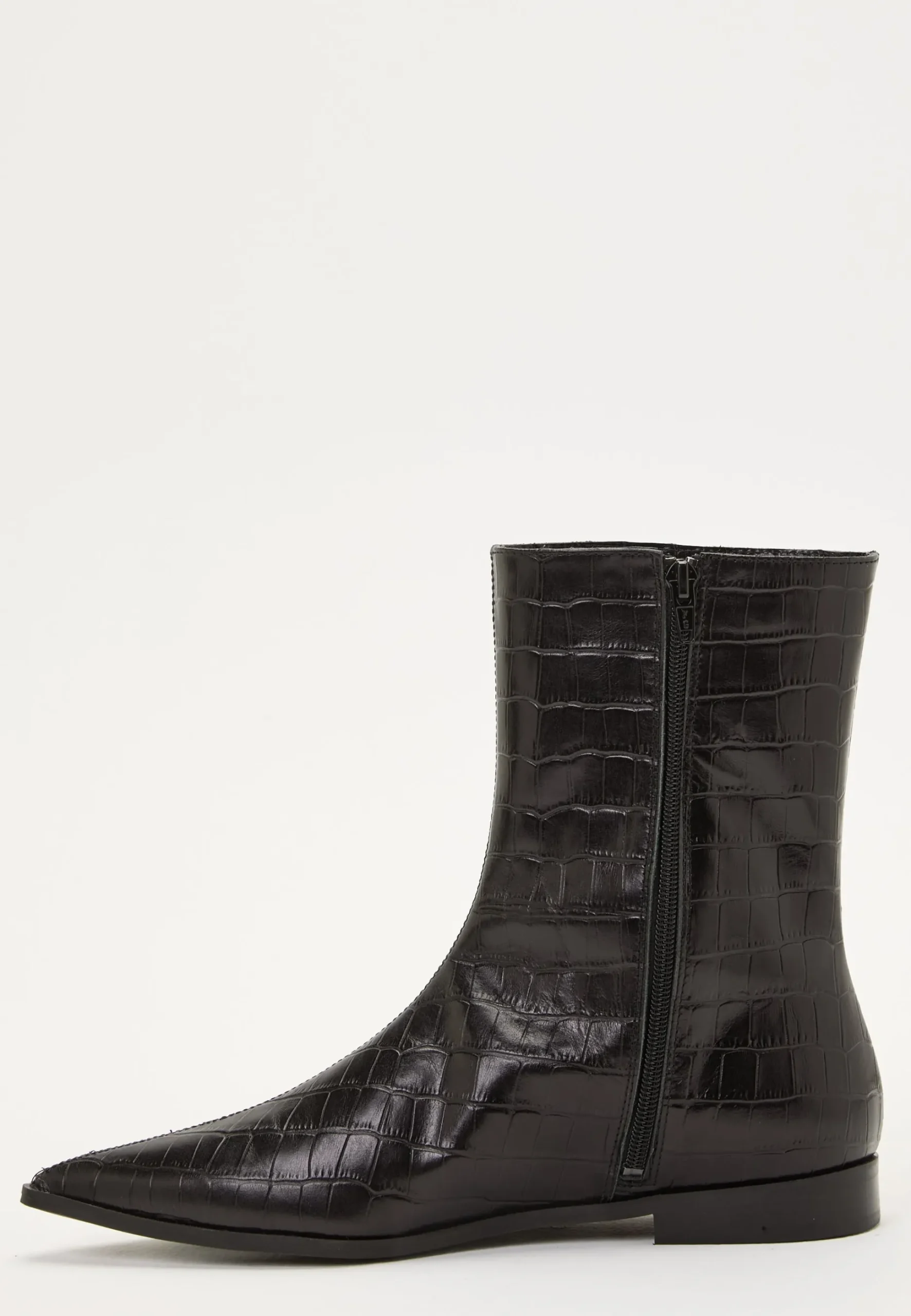 Croco Leather Ankle Boot