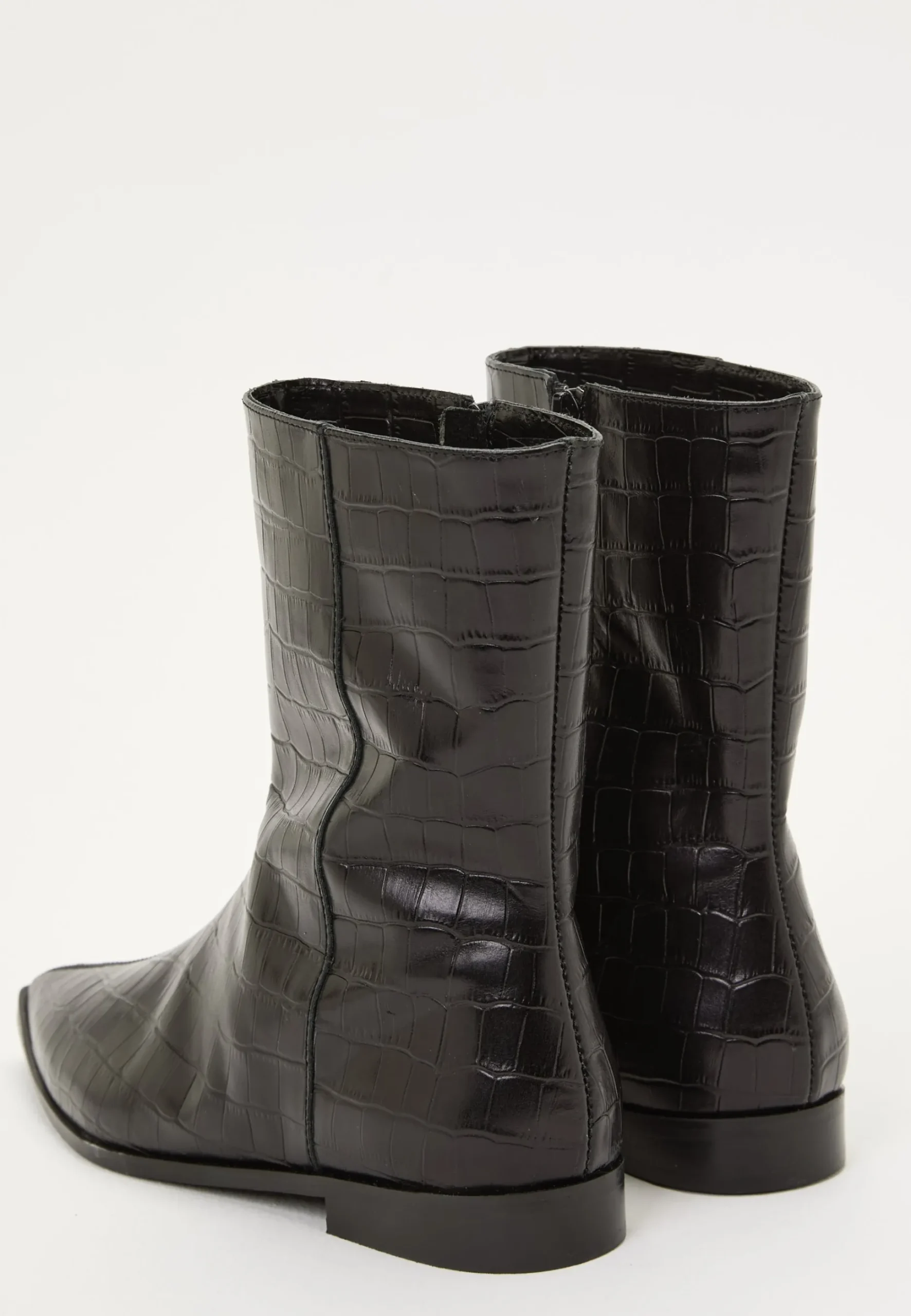 Croco Leather Ankle Boot