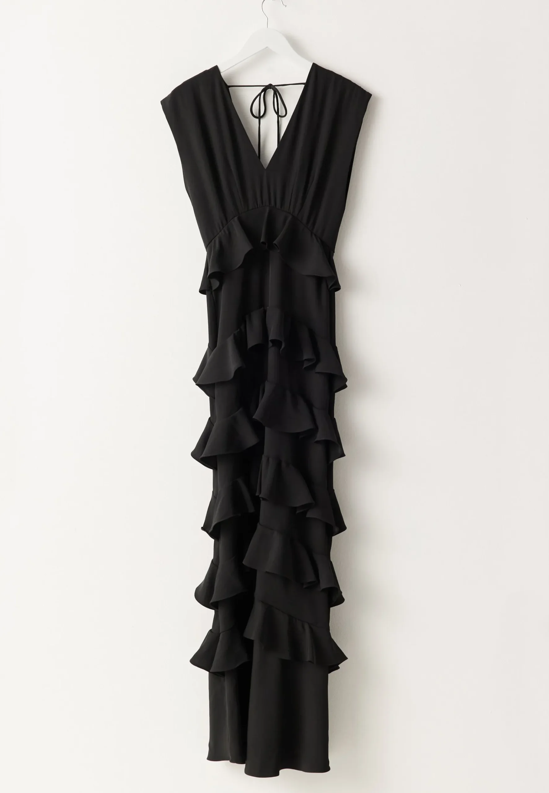 Deep V-Neck Flounce Gown
