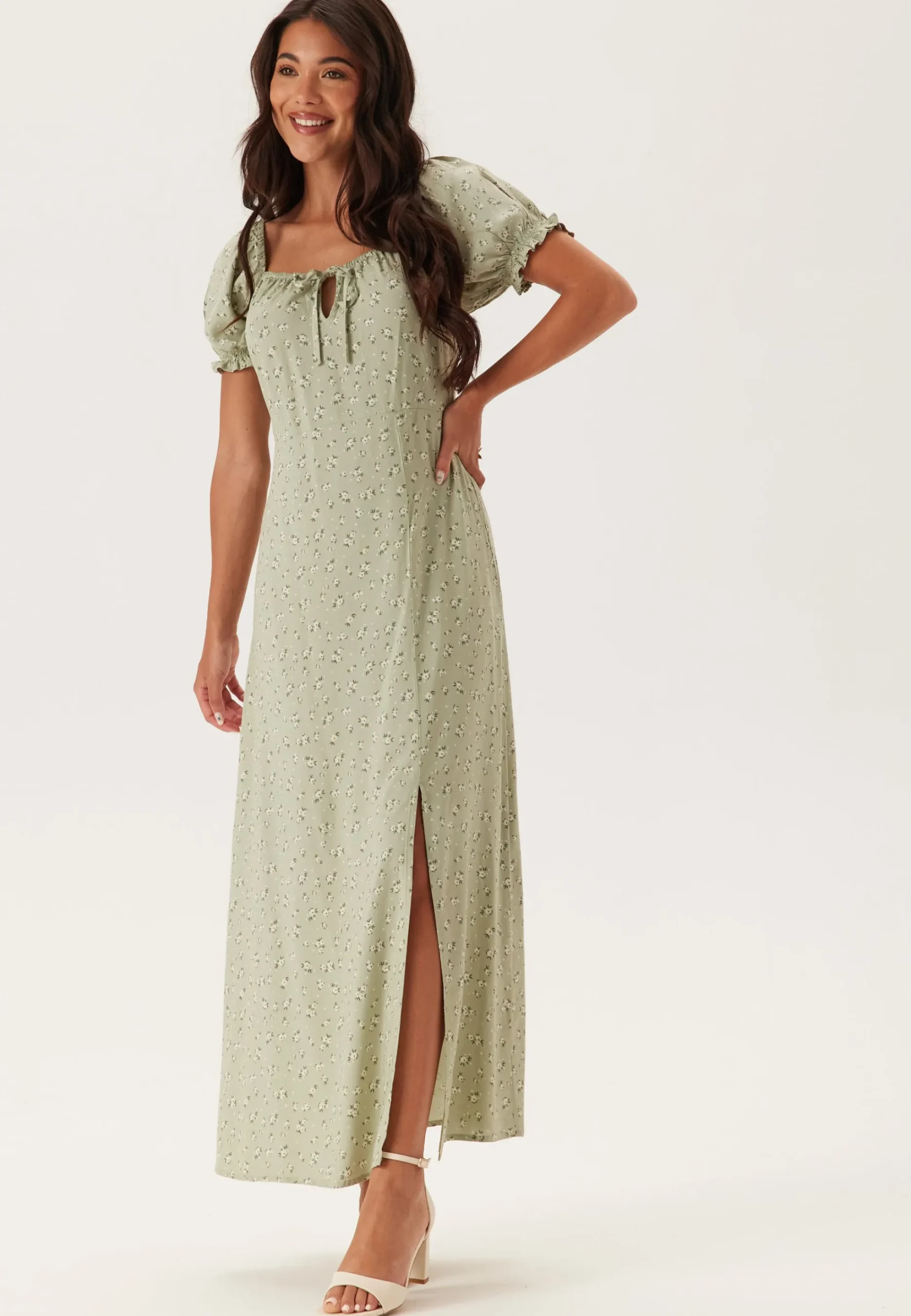 Front Tie Long Viscose Dress
