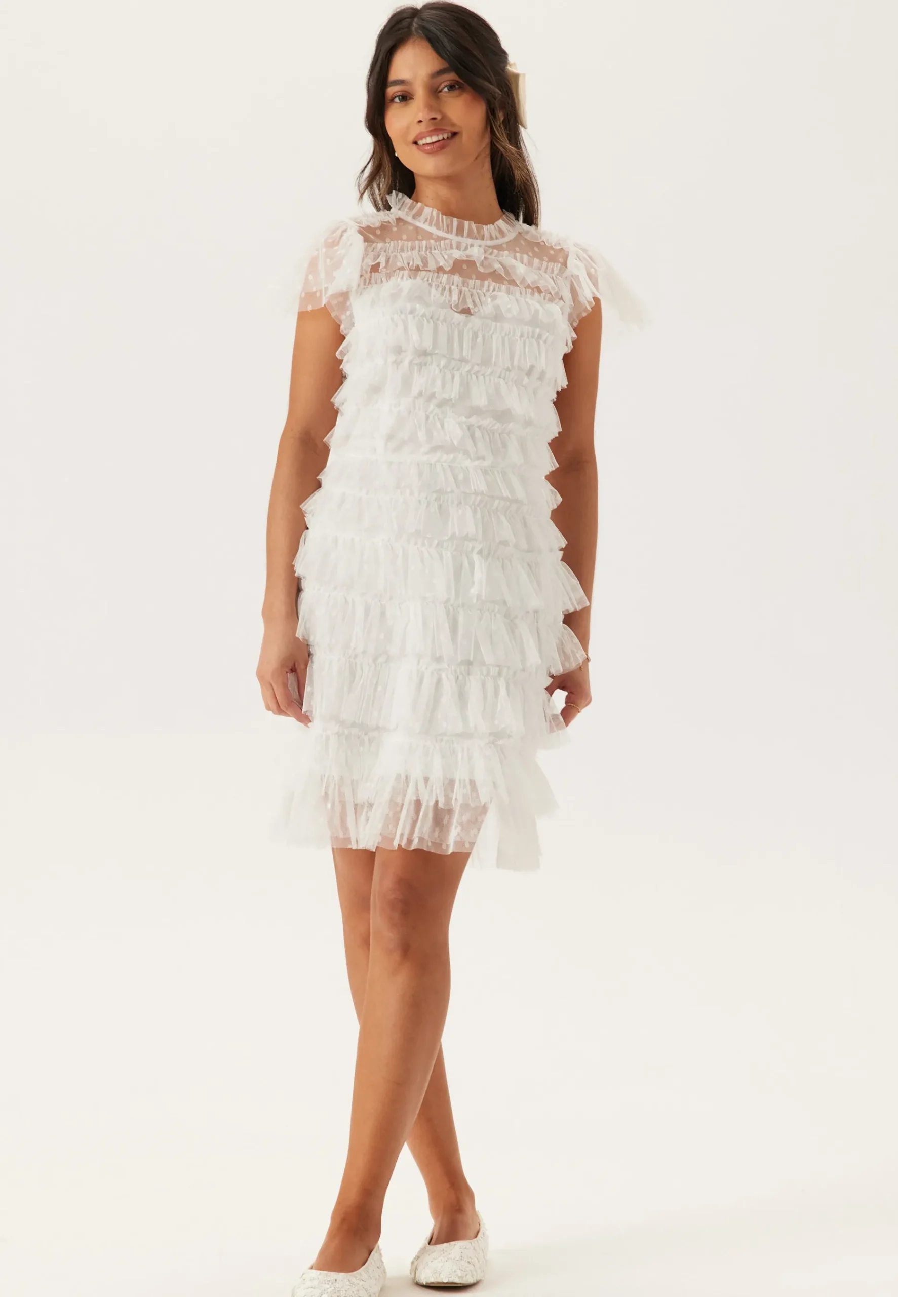High Neck Tulle Frill Dress