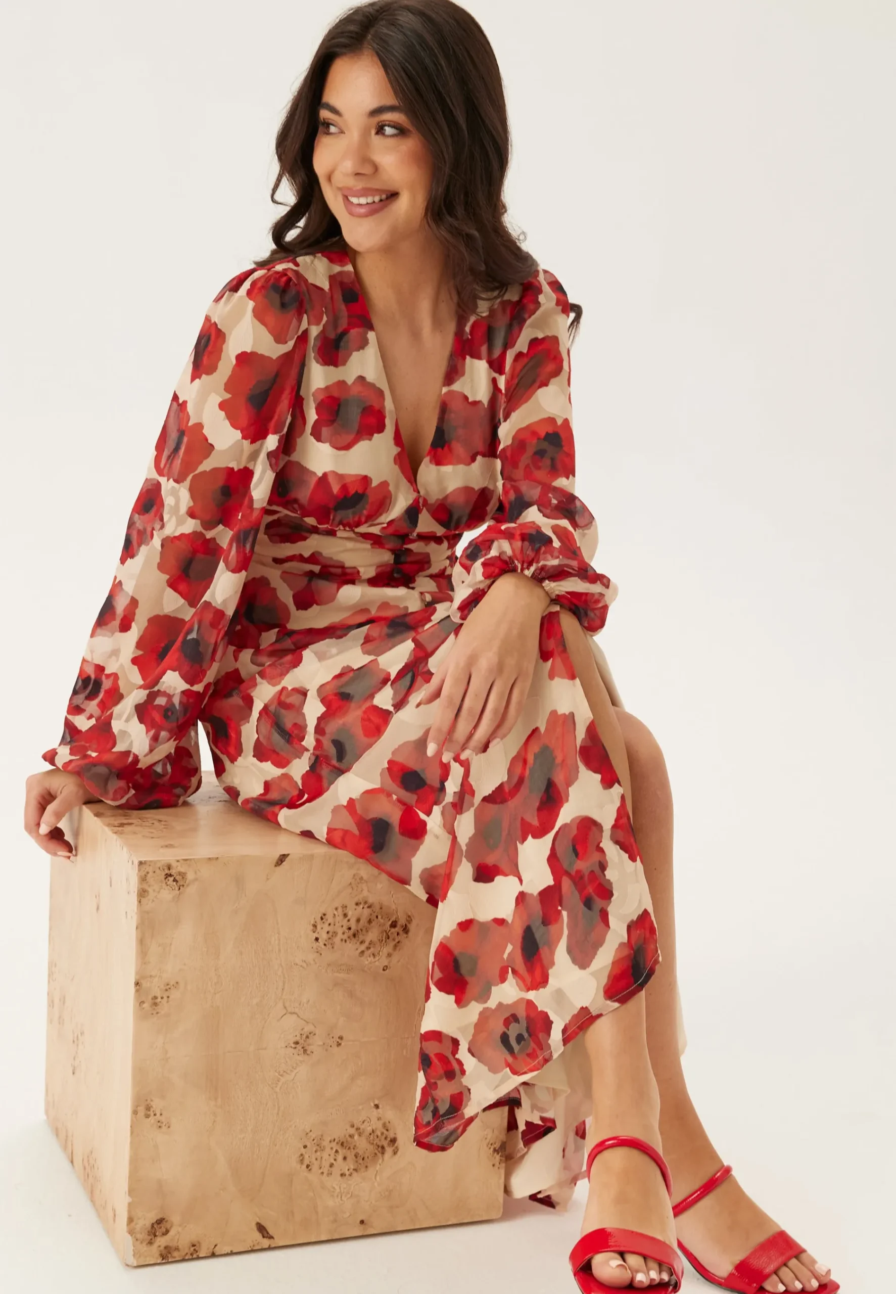 Jacquard Chiffon Midi Dress