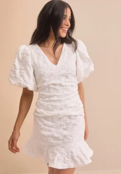 Jacquard Flounce Short Dress
