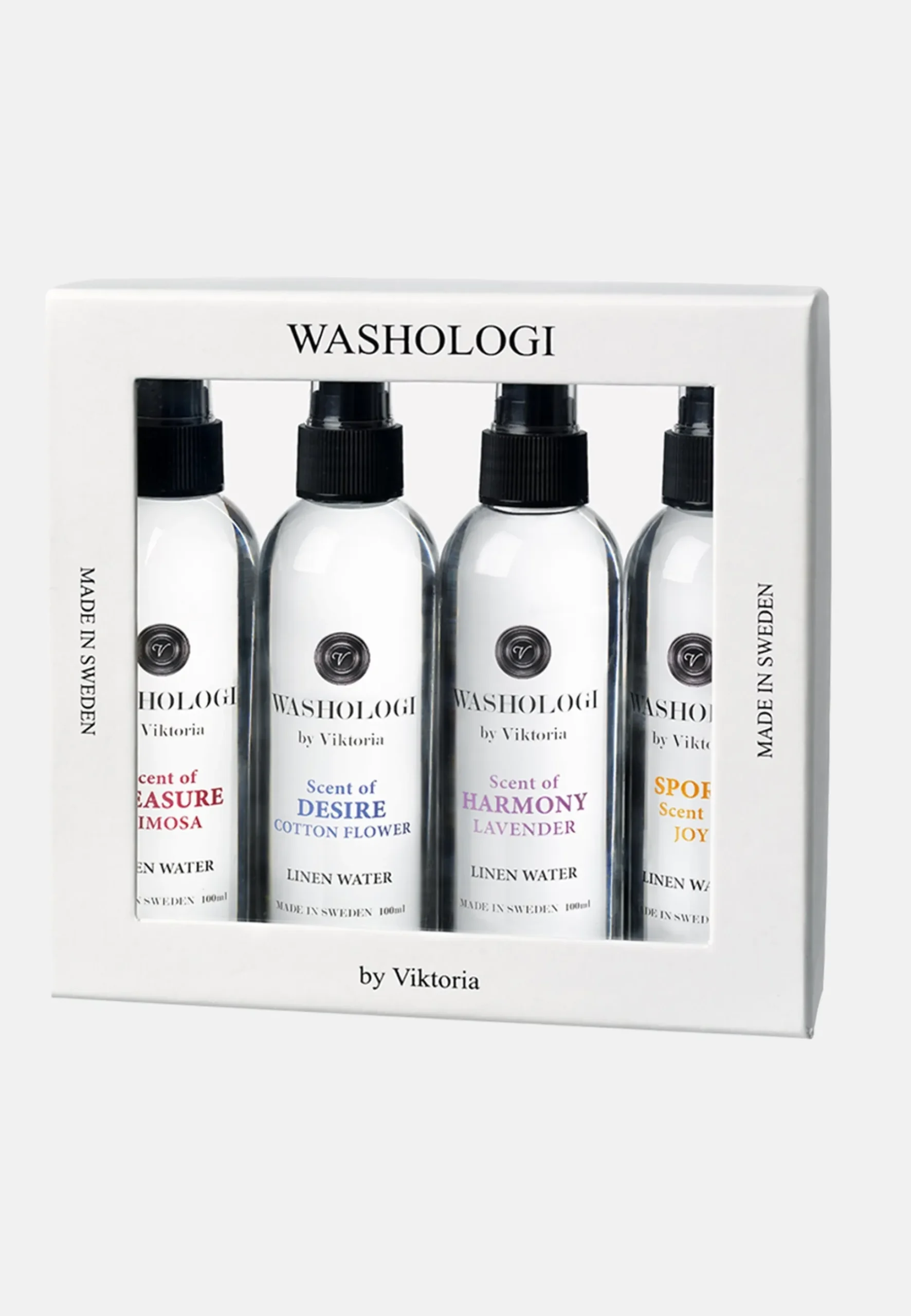 Linen Water Giftbox: Desire, Harmony, Pleasure & Sport 4x100ml