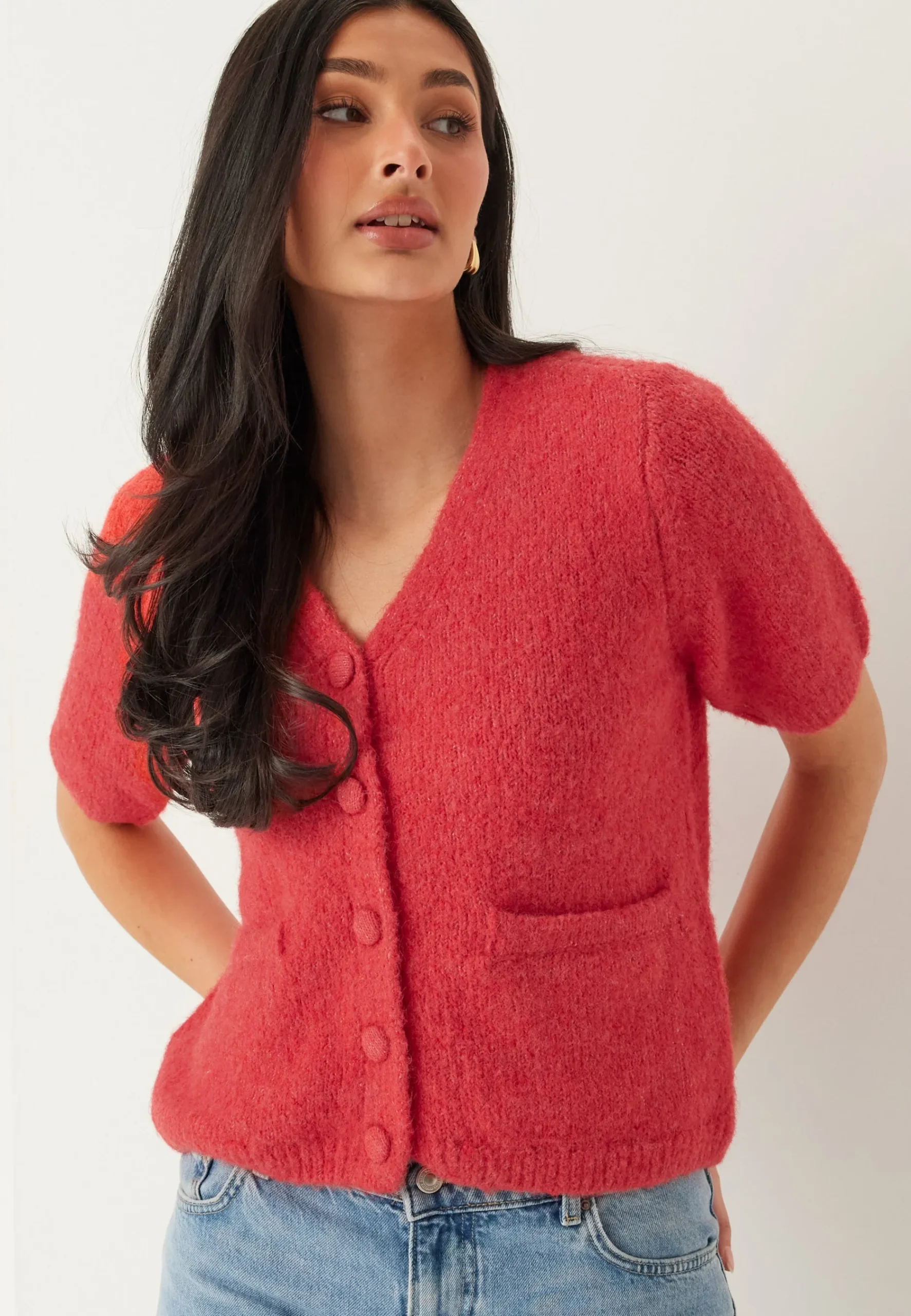 Objsaggia Re Ss V-neck Knit Cardigan