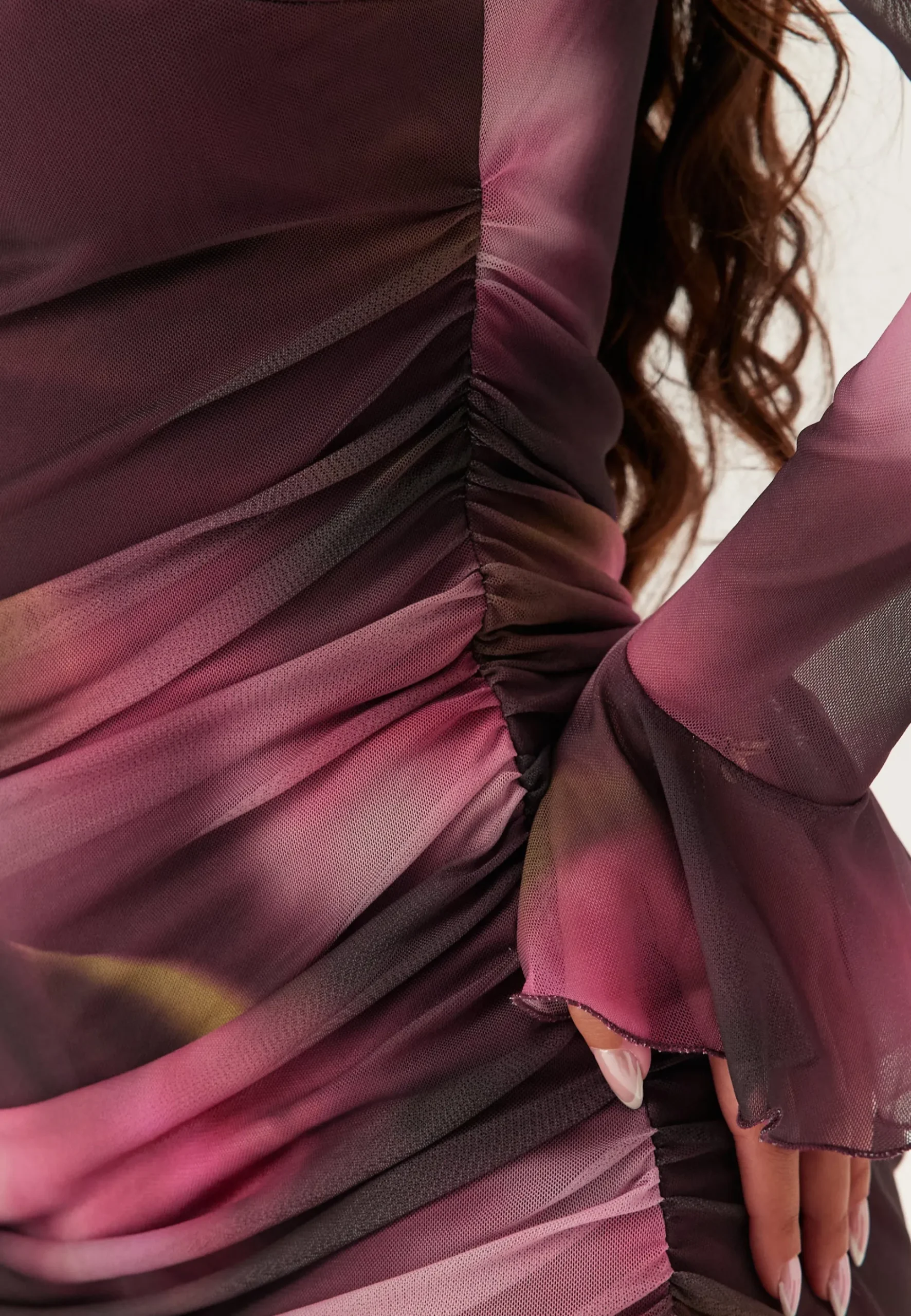 Ruched Mesh Dress