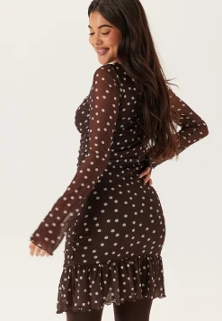 Ruched Mesh Frill Dress