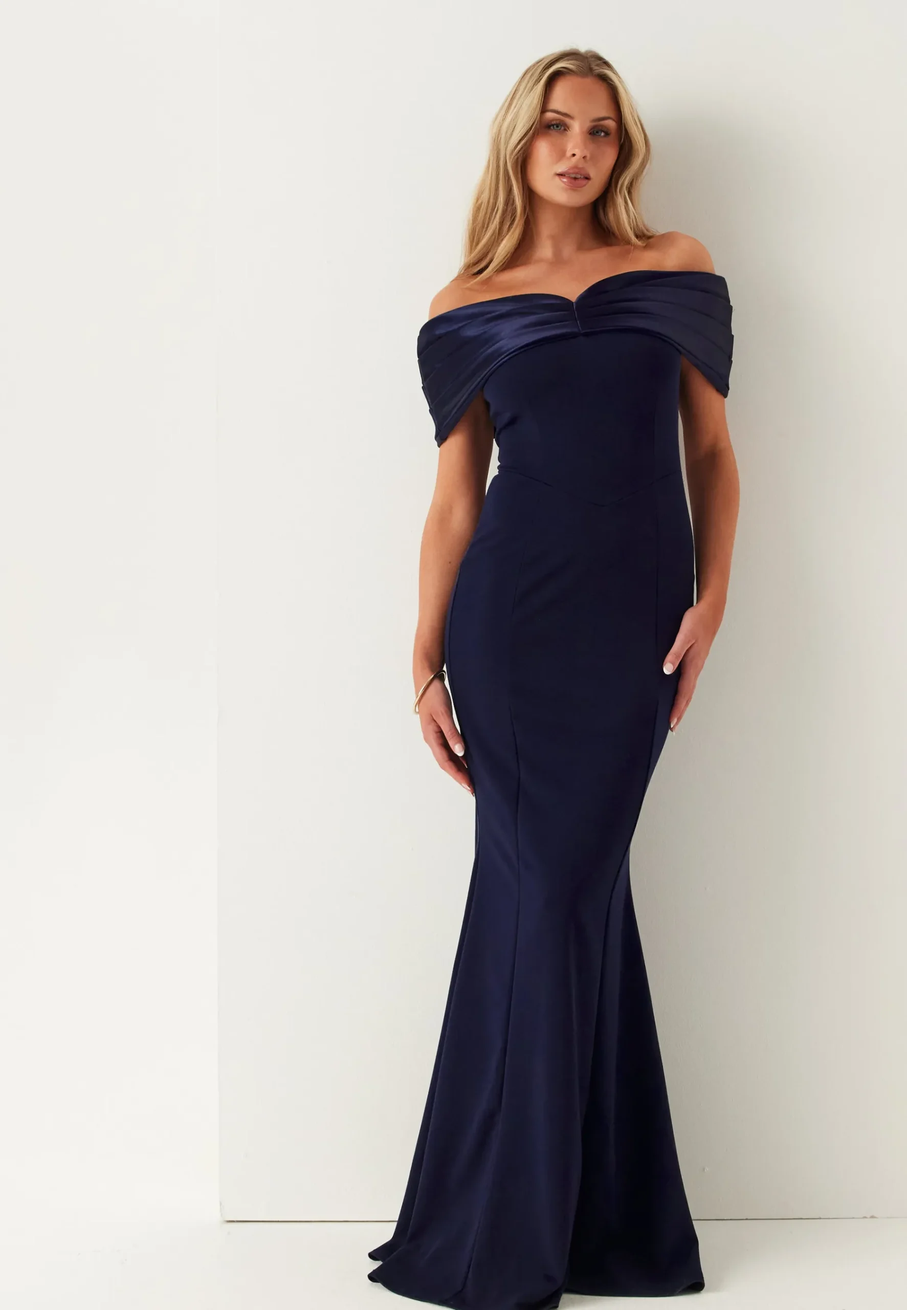 Satin Bow Off Shoulder Gown
