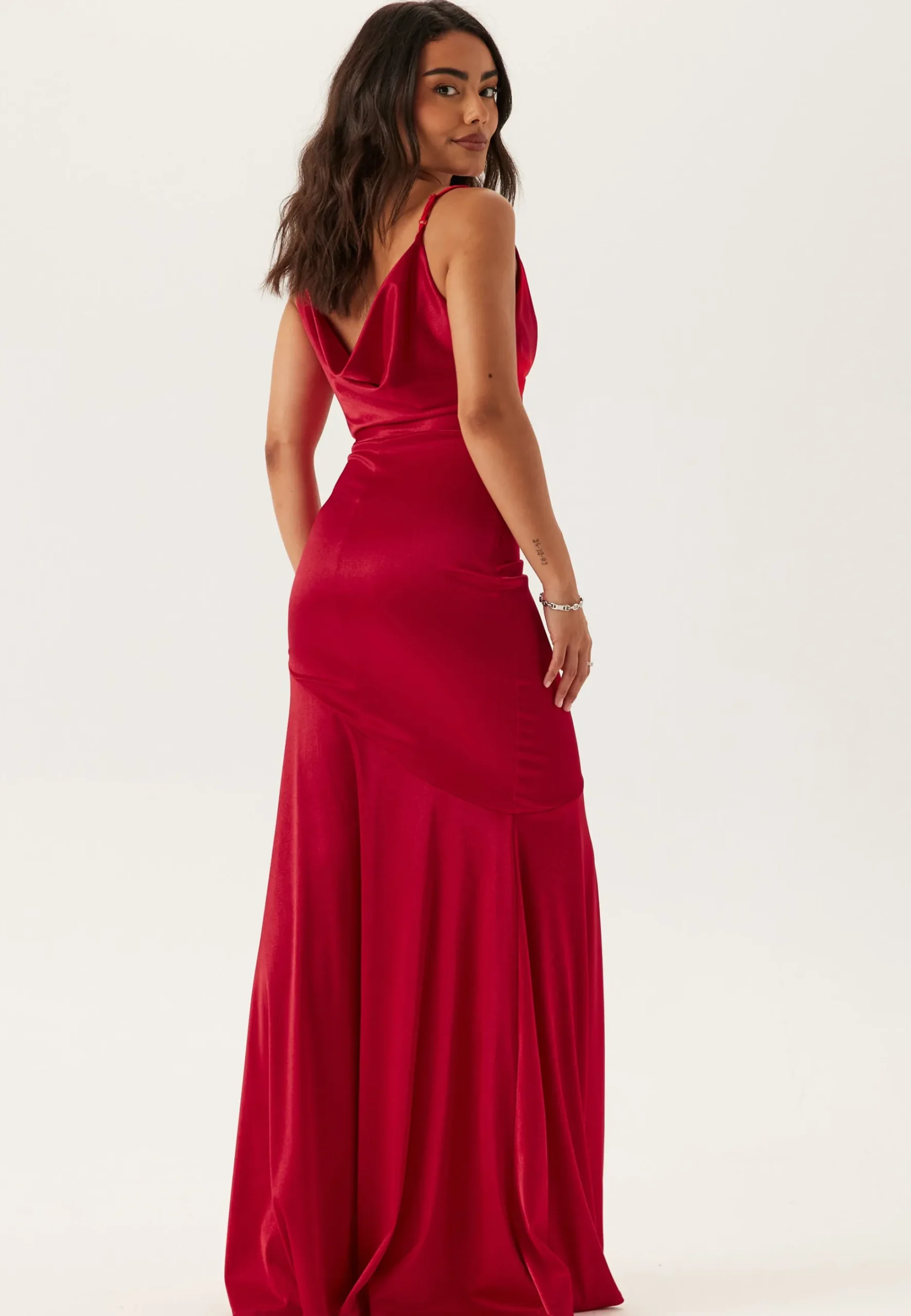 Satin Cowl Neck Maxi Dress