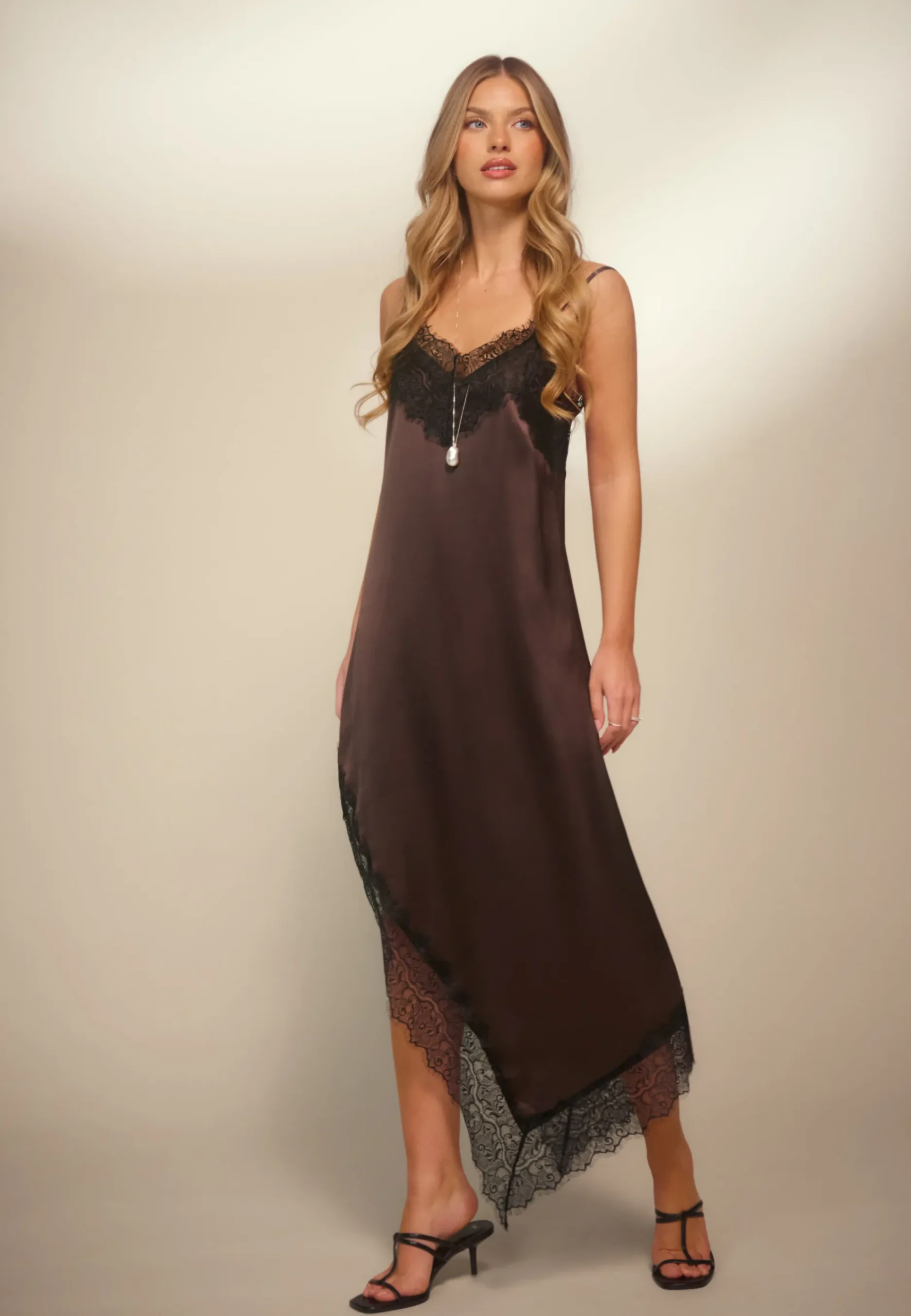 Satin Lace Slip Dress