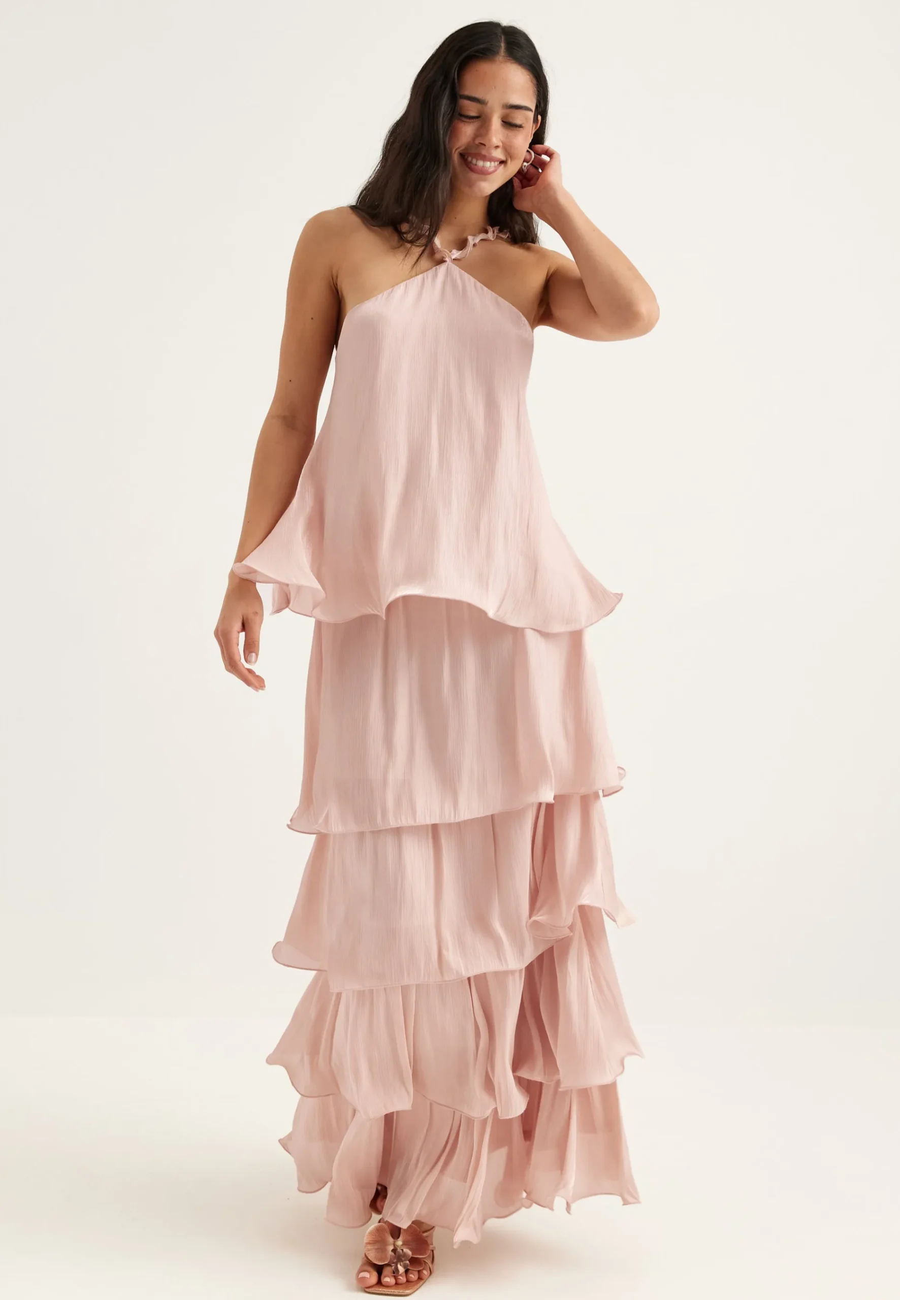 Shimmer Flounce Maxi Skirt
