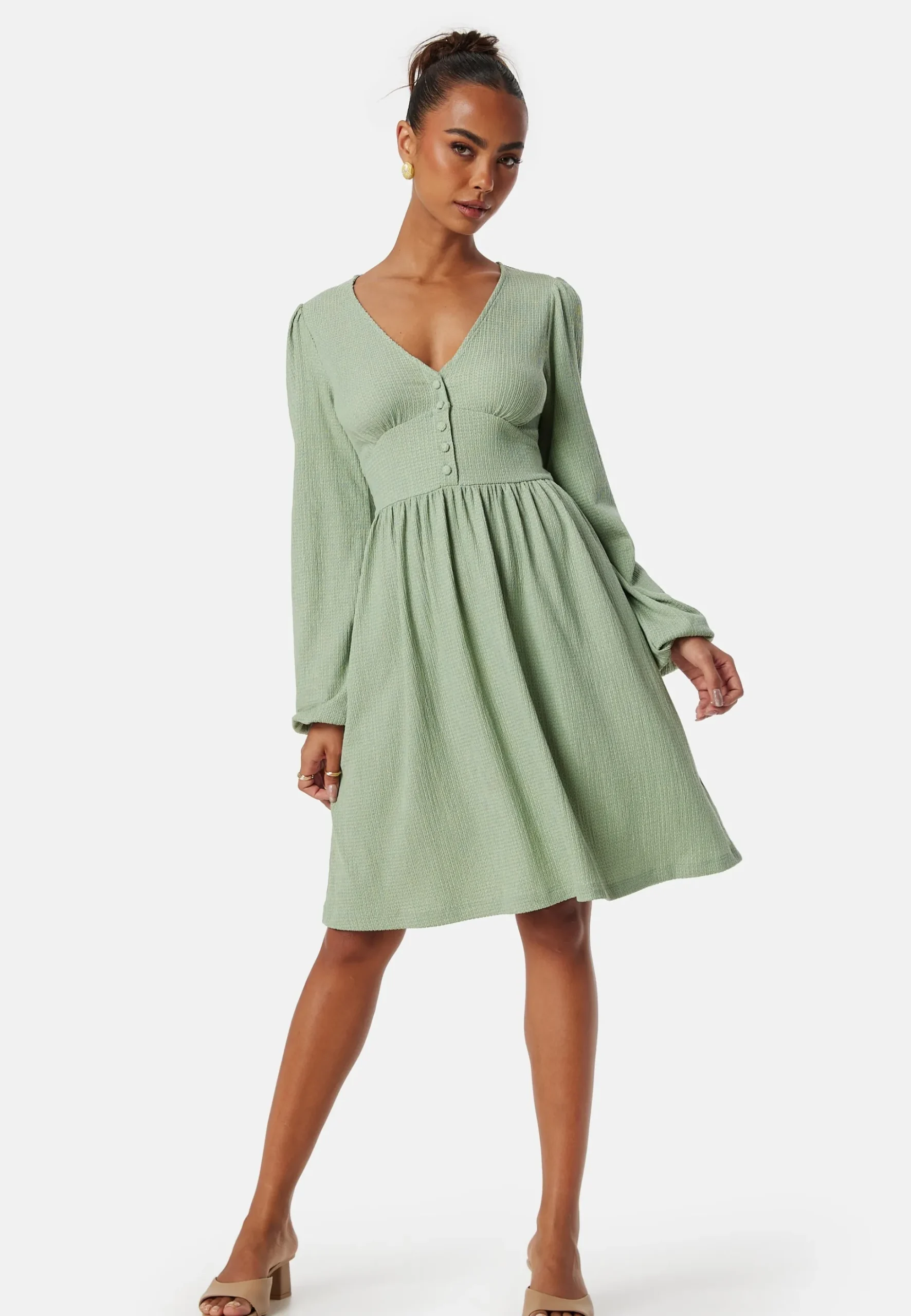 Structure Button Short Dress