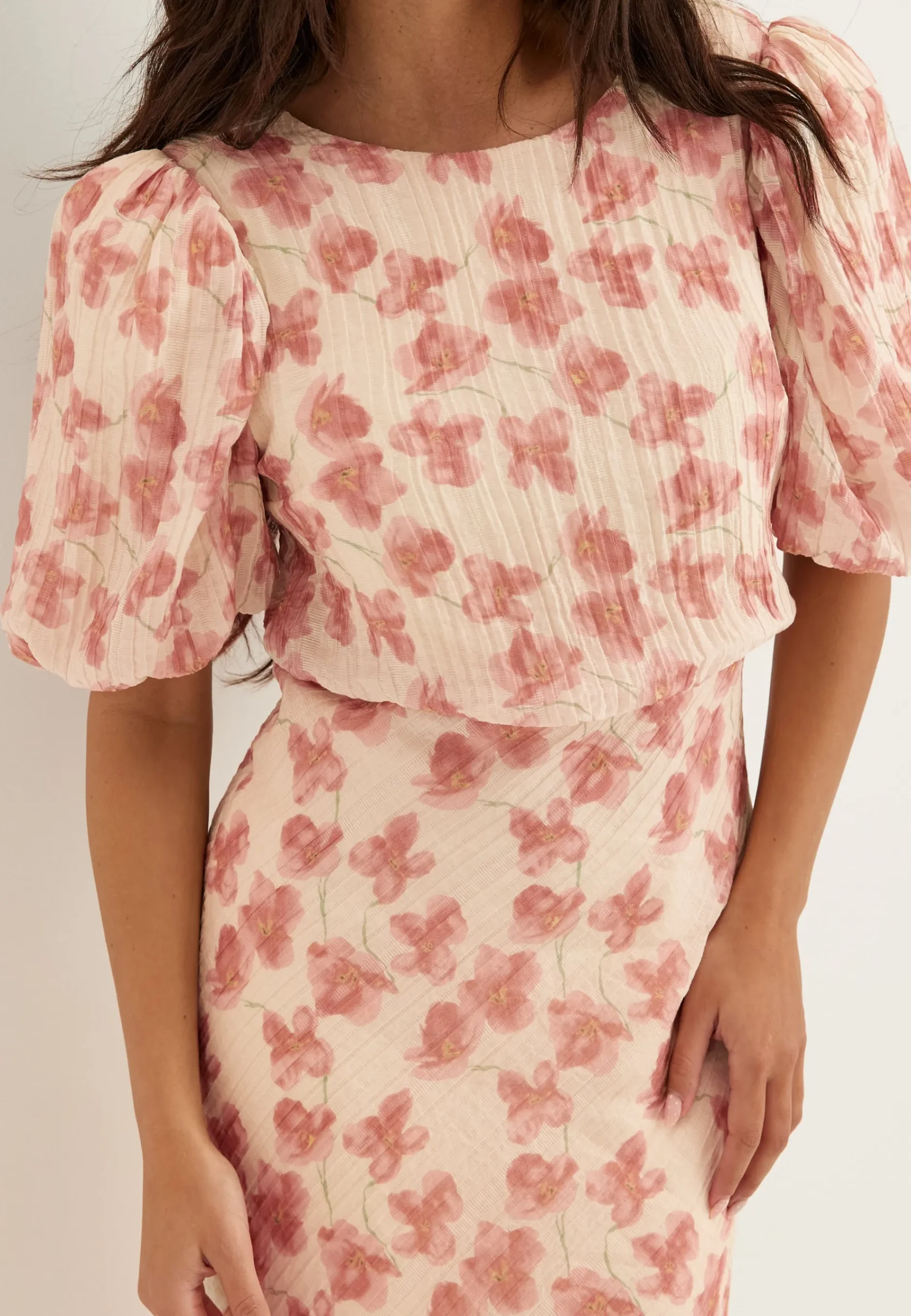 Structured Puff Sleeve Ankle Dress
