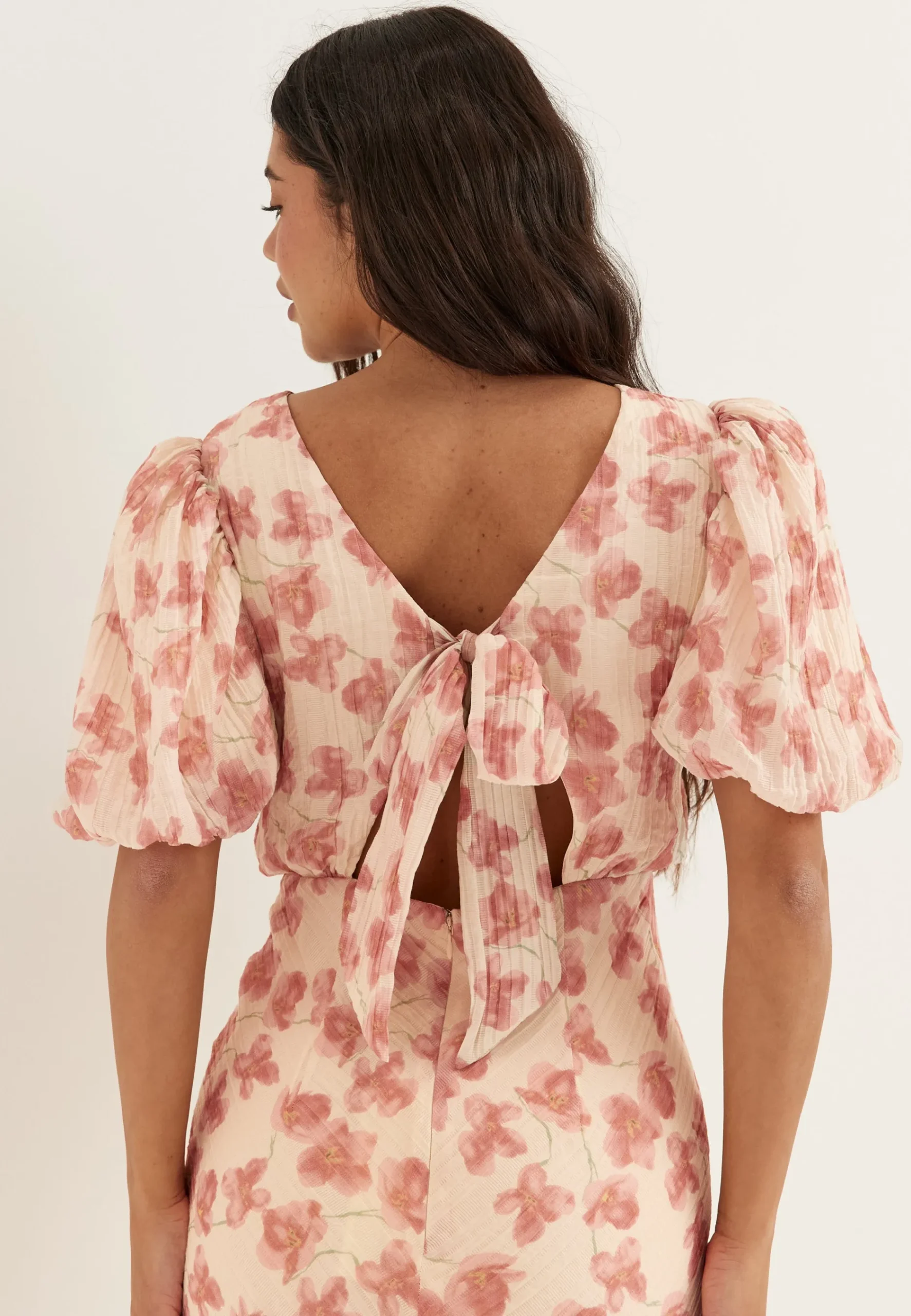 Structured Puff Sleeve Ankle Dress