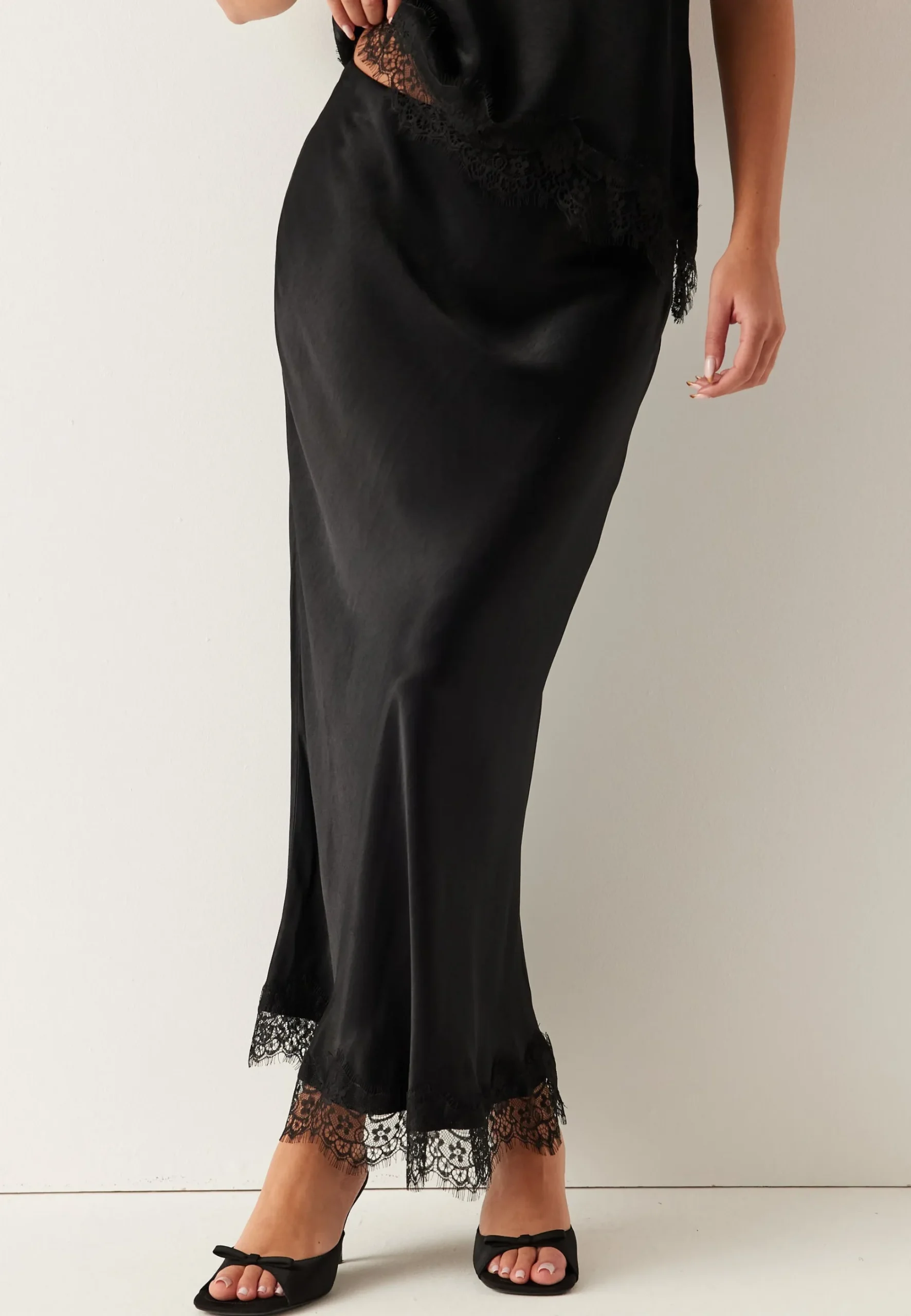 Viscose Satin Lace Skirt