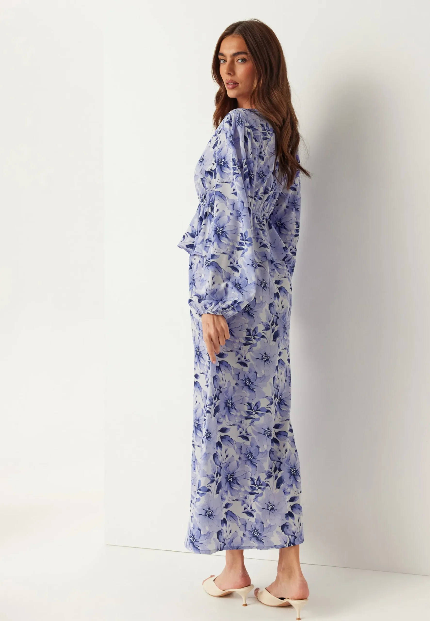 V-neck Flounce Maxi Dress