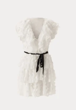 V-neck Frill Floral Dress