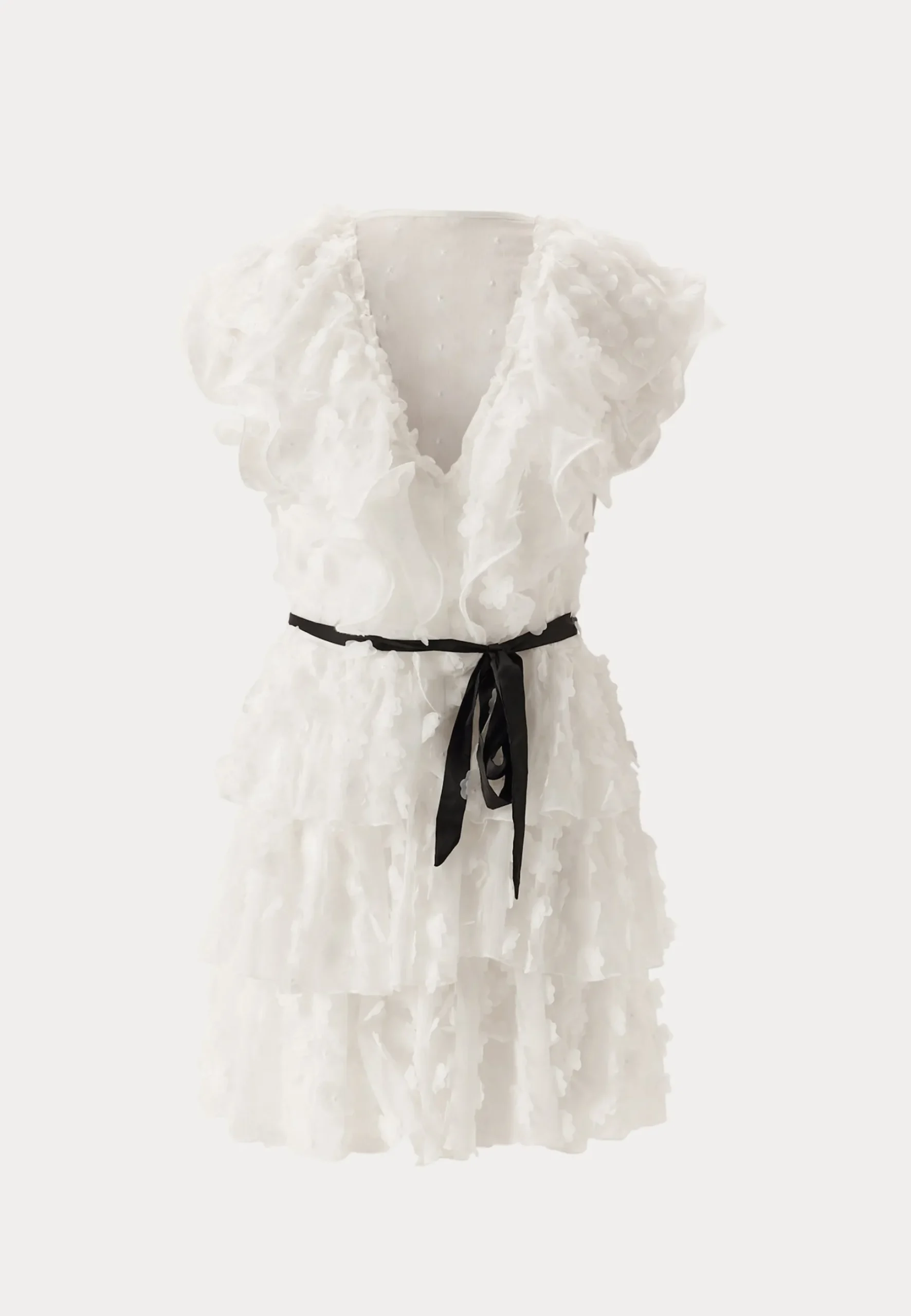 V-neck Frill Floral Dress