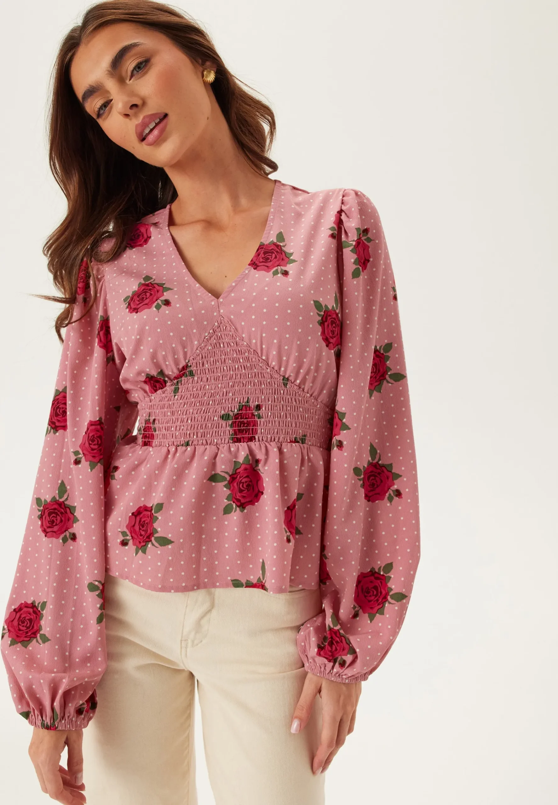 V-neck Smock Blouse