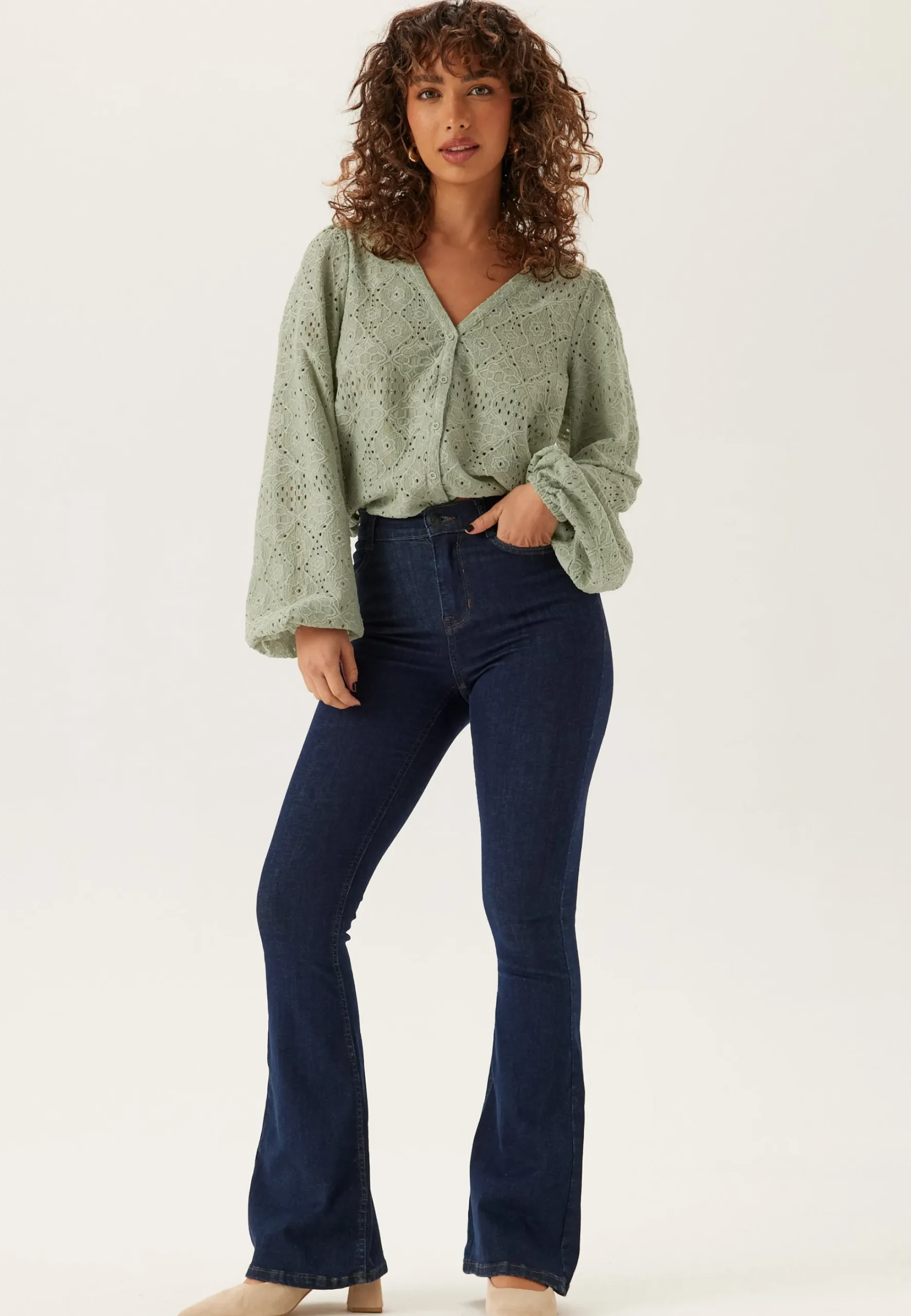 Volume Sleeve Button Blouse