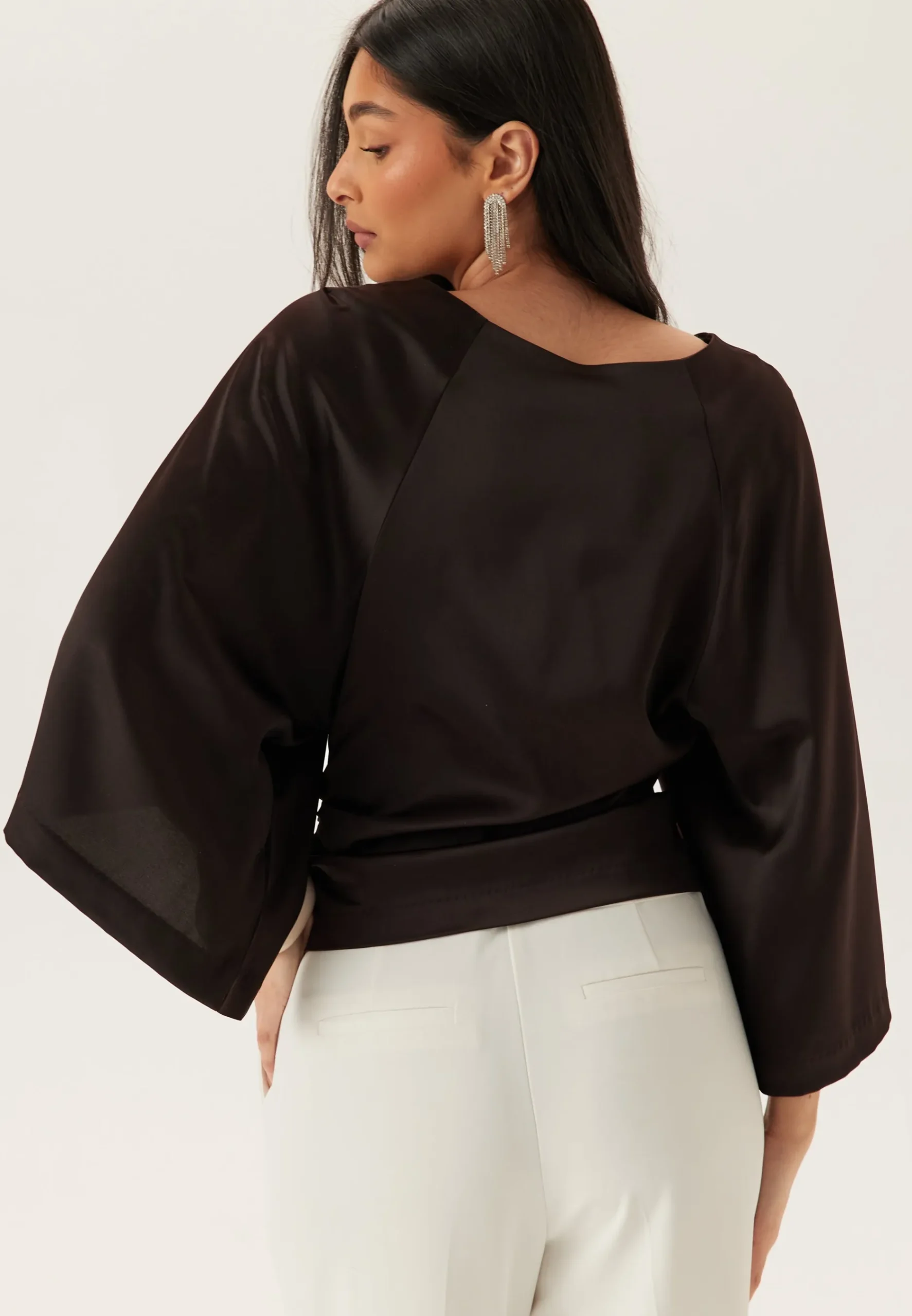 Wide Sleeve Satin Blouse